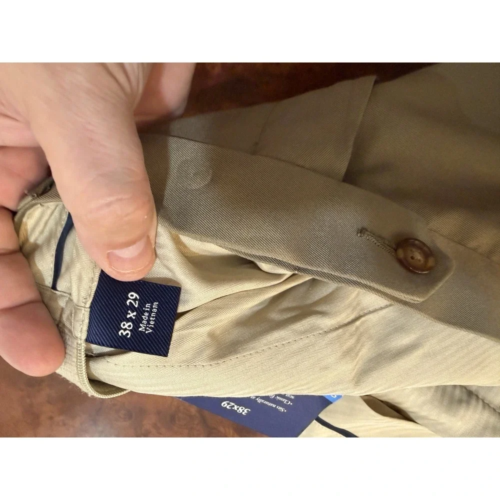 Croft & Barrow Pants Mens 38x29 Tan Khaki Half Elastic‎ Stretch Dress Casual NEW